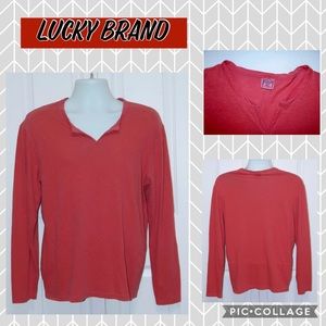 LUCKY BRAND Men’s Red Long Sleeve Tee 100% Cotton